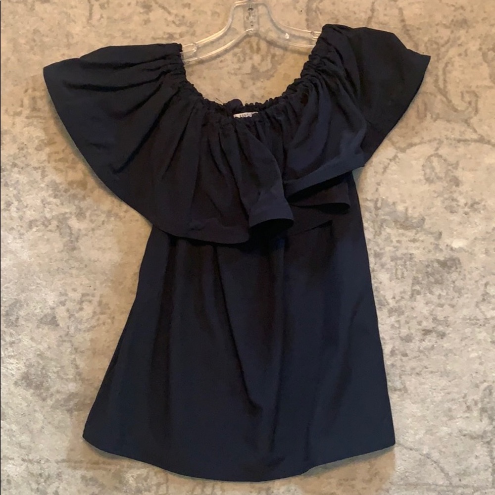Runaway Navy Off the Shoulder Top Made Australia